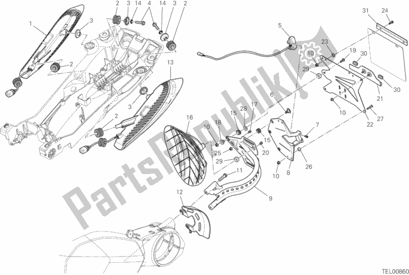 Alle onderdelen voor de 27a - Kentekenplaathouder - Achterlicht van de Ducati Diavel FL Thailand-Brasil 1200 2015